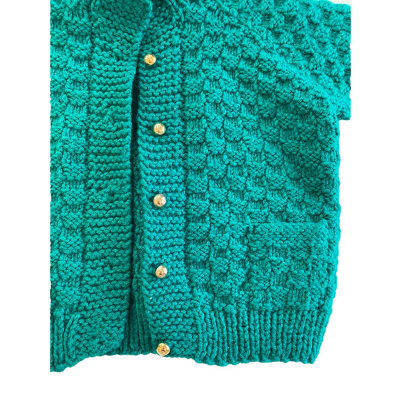 Baby Hand knit Cardigan 12 Months Greenm - Picture 5 of 8